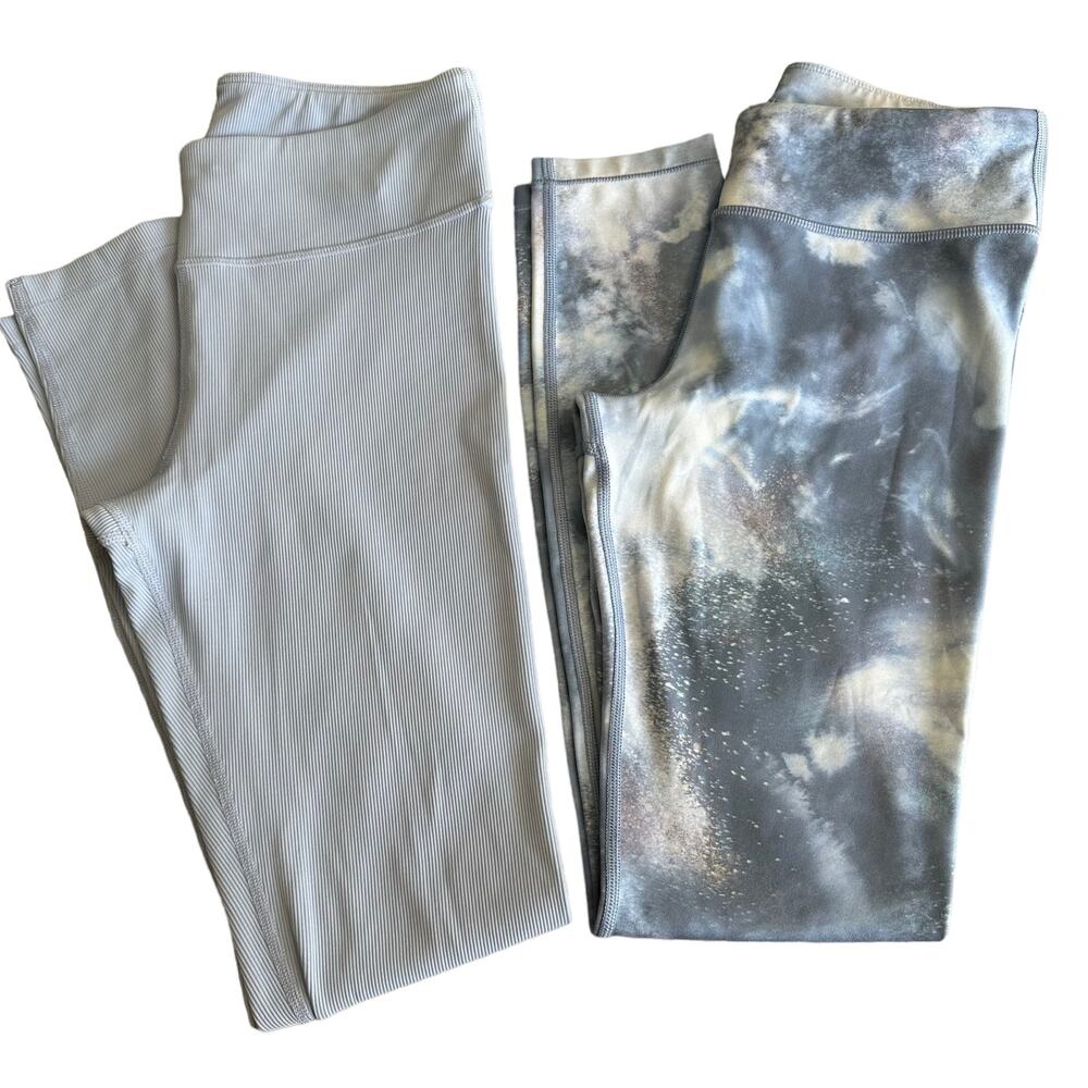 Athleta GIRL set of 2 leggings Chit Chat and Ribbed XL 14